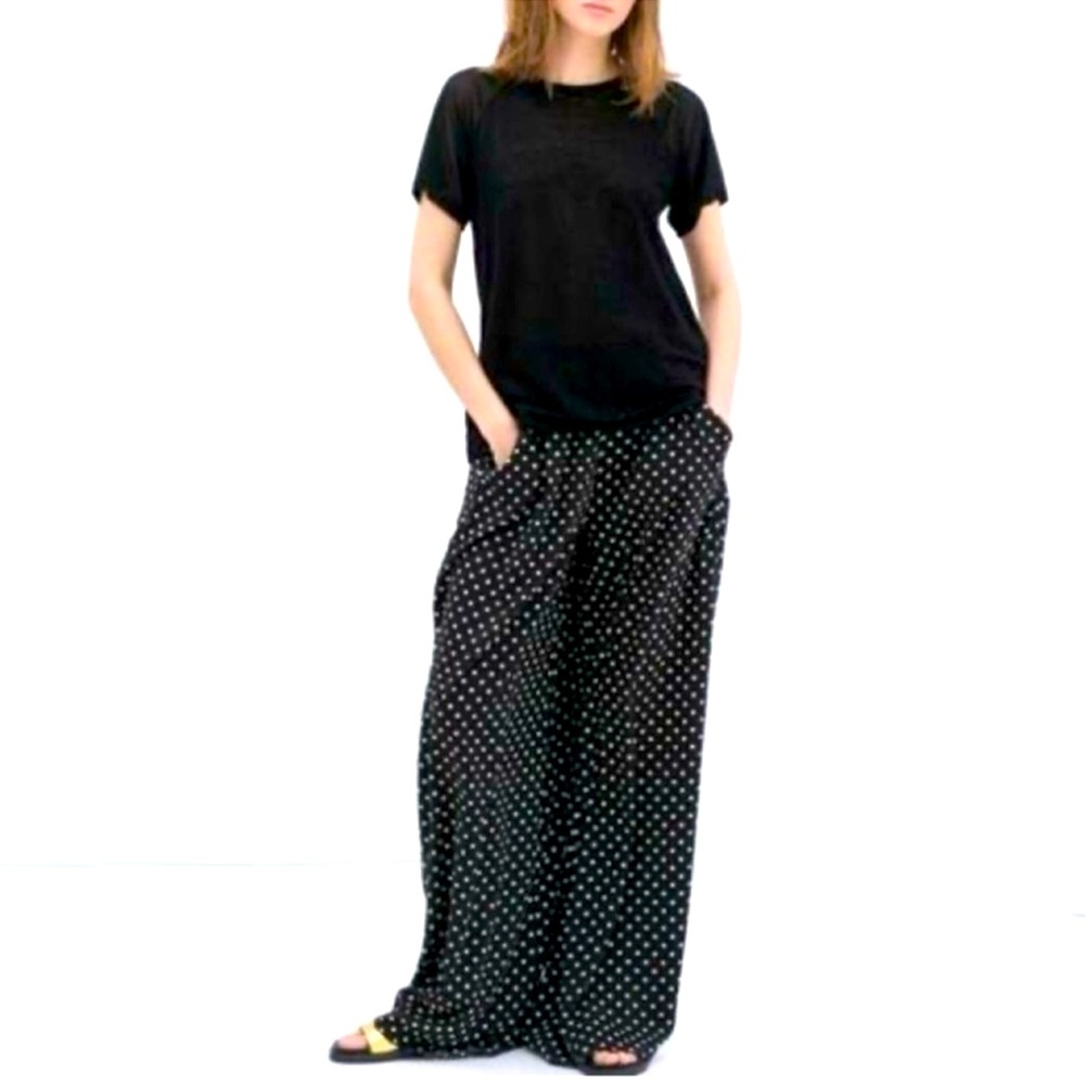 Zara Black and White Polka Dot Wide-Leg Pants NWT Brand New